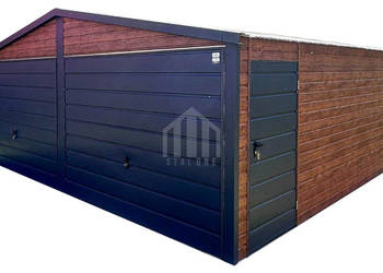 Garaż blaszany 6x4m - 2x brama - drzwi - drewnopodobny SO122