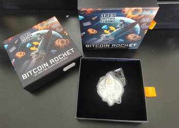 Srebrny Bitcoin Rocket 1oz High Reliefe + pudełko 1szt