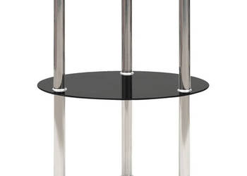 2-poziomowy stolik 38 cm przezroczyste/czarne szkło hartowane WM-322788