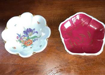 Bordowa.Patera. Oscar Schlegelmilch, Import.  Biała porcelan