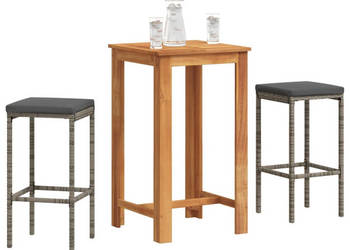 3-cz zestaw mebli barowych do ogrodu szary akacja i rattan PE WM-3295268