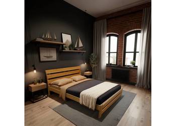 Drewniane łóżko FUTURA z wygietym wezgłowiem