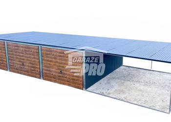 Garaż blaszany 9x6 + wiata 3x6 3x Brama uchylna GP226