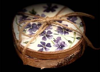 Komplet podkładek pod kubki, decoupage