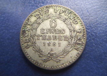 Stare monety 1/6 talara 1861 Anhalt Niemcy srebro