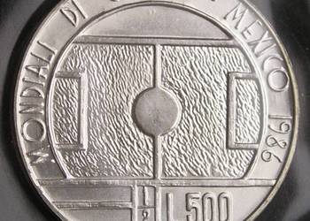 SAN MARINO 500 lirów 1986 - MŚ MEKSYK - SREBRO - STAN 1