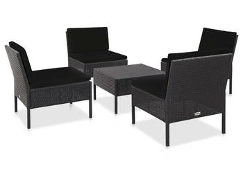 5-cz. zestaw wypoczynkowy do ogrodu rattan PE czarny WM-48945