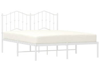 Łóżko Metalowe Białe Rama Łóżka Ze Stelażem Biała 140x190 cm WM-373838
