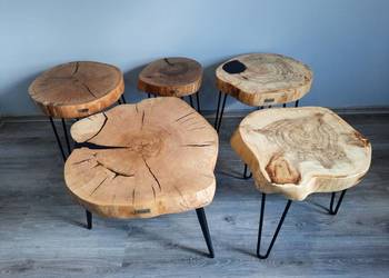Stolik kawowy plaster drewna loft industrial od ręki