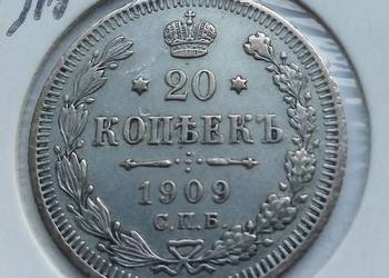 ROSJA-20 KOPIEJEK-1909 r SREBRO