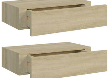 Półki ścienne z szufladą 2 szt. dąb 40x235x10 cm MDF WM-330248