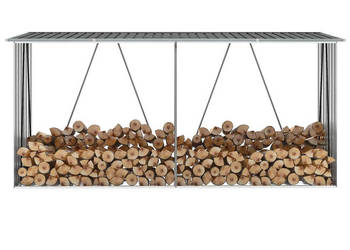 Wiata na drewno stal galwanizowana 330x84x152 cm antracytowa WM-47085