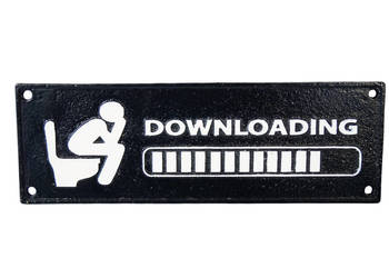 Żeliwny szyld DOWNLOADING toaleta