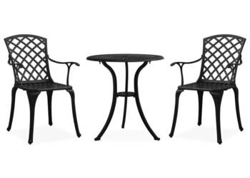 vidaXL 3-cz. zestaw mebli bistro ze stopu aluminium, czarny(SKU:315592)
