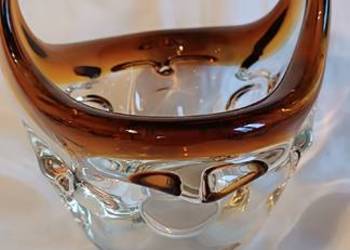 Szklany koszyczek z czeskich hut szkła – styl retro