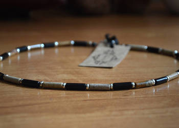 Jaspis obrazkowy Onyks czarny Naszyjnik męski