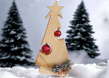 Choinka drewniana świąteczna stroik
