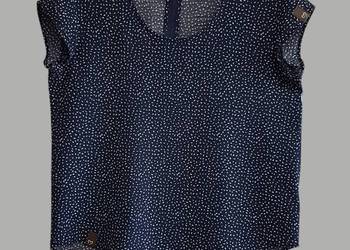 Damska elegancka bluzka granatowa wiskoza z krótkim rękawem Bonprix 38/M