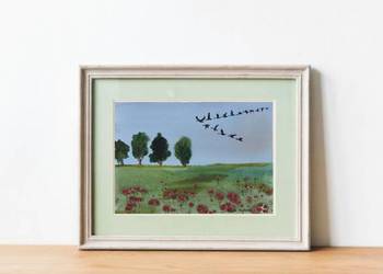 Oryginalna Akwarela „Odlatują” – Ręcznie malowana, Unikat