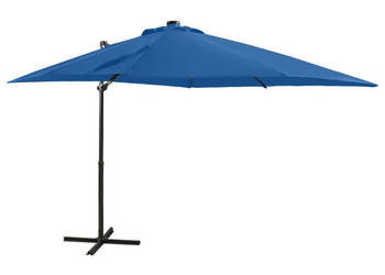 Parasol wiszący z LED i słupkiem niebieski 250 cm WM-312325