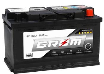 Akumulator GROM AGM START&STOP 80Ah 800A Prawy Plus