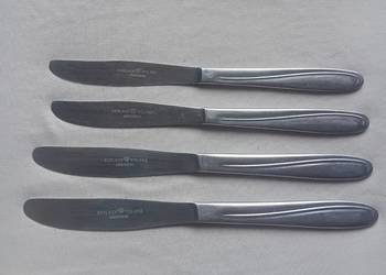 Zestaw 4 nozy stołowych Gerlach. Stal nierdzewna, punca z lat 70-ych.