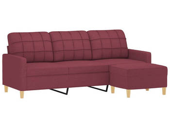 3-osobowa sofa z podnóżkiem winna czerwień 180 cm tkaniną WM-3201007