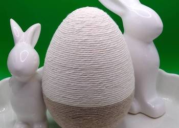 Jajko Egg Jajo styropianowe 15 cm sznurek ecru beż handmade