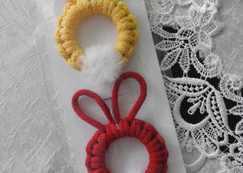 Makramowe zawieszki, wielkanocne zajączki, zestaw 2 szt.