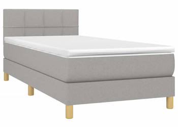 Łóżko kontynentalne z materacem jasnoszare tkanina 80x200 cm WM-3133669