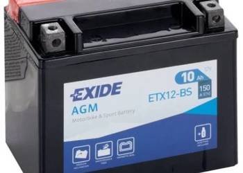 Akumulator motocyklowy 10Ah 150A  EXIDE ETX12-BS YTX12-BS 12V L+