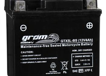 Akumulator motocyklowy Grom GTX5L-BS 12v 4Ah 80a p+
