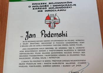 Dyplom uznania za obronę ojczyzny 1939 r i inne