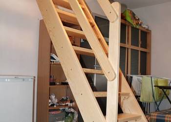 SCHODY DREWNIANE REGULOWANE SOSNOWE z BARIERKĄ 360x60cm