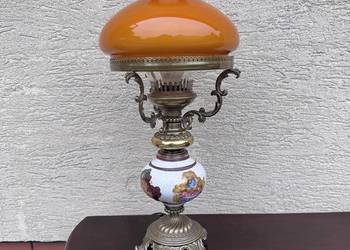 Lampa lampka stołowa ceramiczna z kloszem szklanym metaloplastyka alladyn