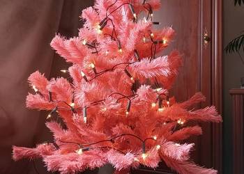 Choinka różowa z lampami  wys.100 cm  BDB