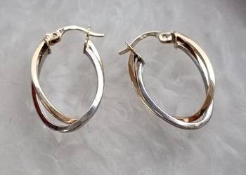 Złote Nowe kolczyki owalne podwójne wys.26mm.pr.333