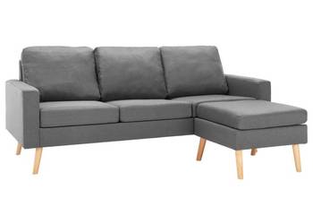 vidaXL 3-osobowa sofa z podnóżkiem, jasnoszara(SKU:288723)