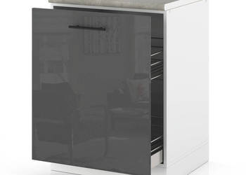 Szafka Kuchenna Stojąca Z Blatem Szafka Cargo 60cm Spremium Szary Połysk