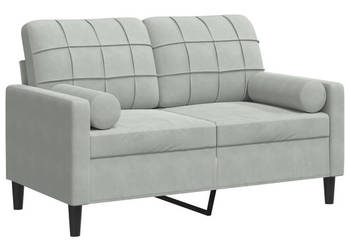 2-osobowa sofa z poduszkami jasnoszara 120 cm aksamit WM-3278209