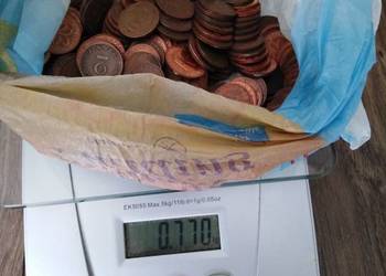 Lot monet obiegowych 2 pfennig 0,77 kg