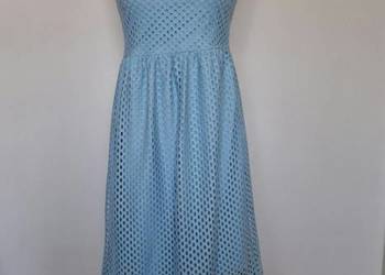 Śliczna błękitna sukienka midi ażurowa 36 Reserved na wesele imprezę