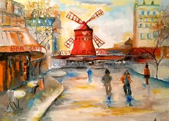 Obraz olejny "Paryż - okolice Moulin Rouge"