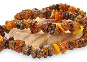 Korale z bursztynu, BURSZTYN bałtycki bryłeczki polerowane miks #1054