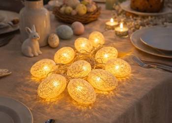 Bawełniane Jajka Wielkanocne Led Biały