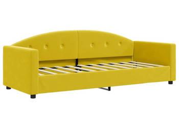 Sofa z funkcją spania żółta obita aksamitem 80x200 cm WM-354134