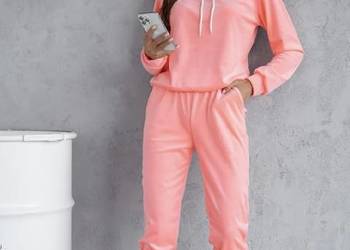 Dres damski welurowy pastelowy pomarańcz L/XL