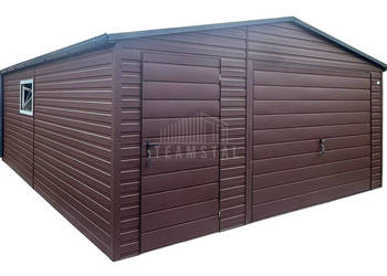 Garaż blaszany 6x6 m brama uchylna drzwi okno dach rynny TS1319
