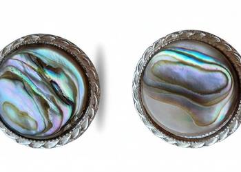 VINTAGE MAGIA OCEANU JAPOŃSKIE KLIPSY MASA PERŁOWA PAUA ABALONE LATA 50/70