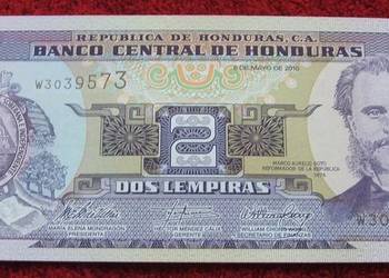 HONDURAS 2 LEMPIRAS Kolekcjonerski Banknot - 1 sztuka UNC